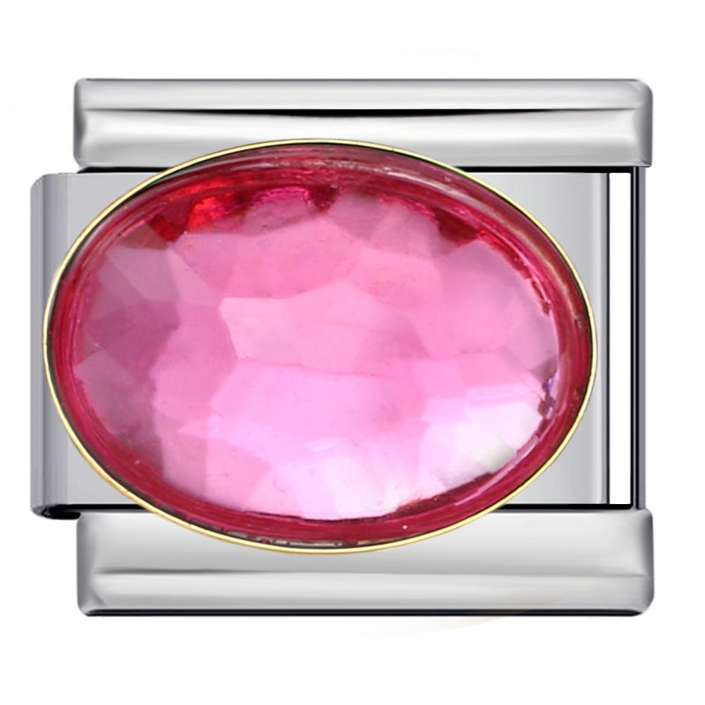 Wholesale Italian Charm Bracelet 9mm DIY Splicing Removable Large Oval Color Stone Stainless Steel Composable Bracelet