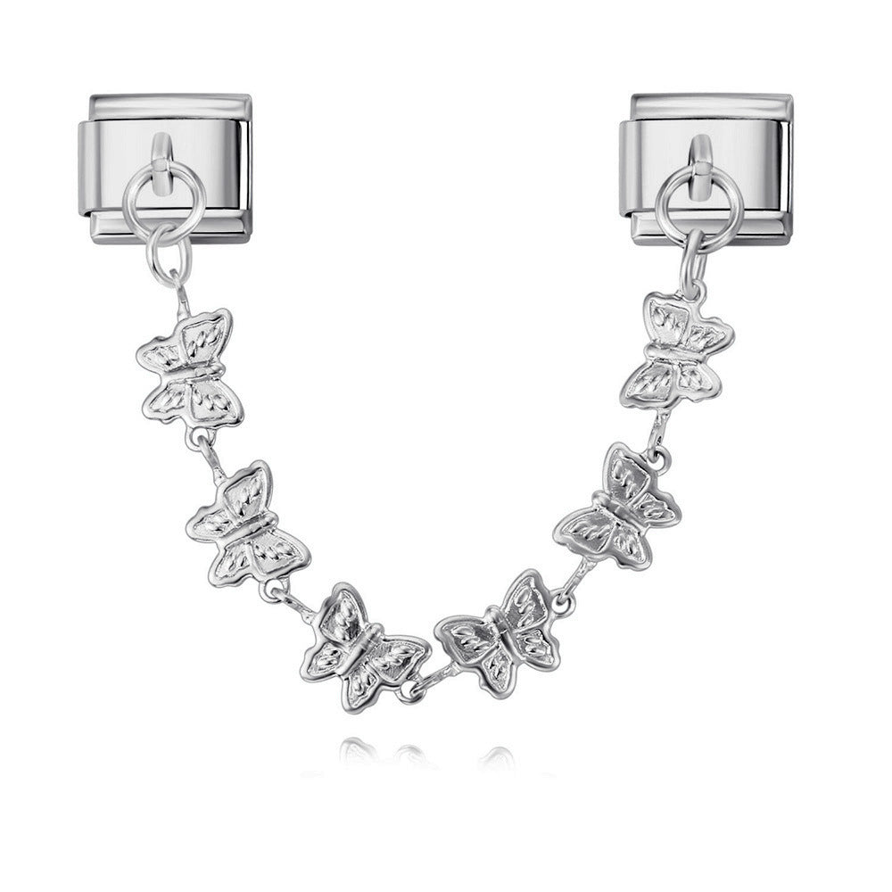 Wholesale Italian Charm Bracelet 9mm DIY Splicing Gold and Silver Double Pendant Stainless Steel Composable Bracelet