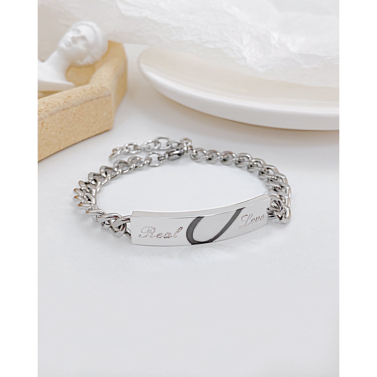 Wholesale stainless steel love puzzle couple bracelet