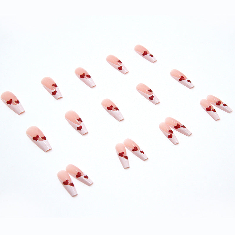 Wholesale 24 Pieces/box Valentine's Day Long Red Love Nails Kits Nail Stickers ACC-NS-QiHeng011