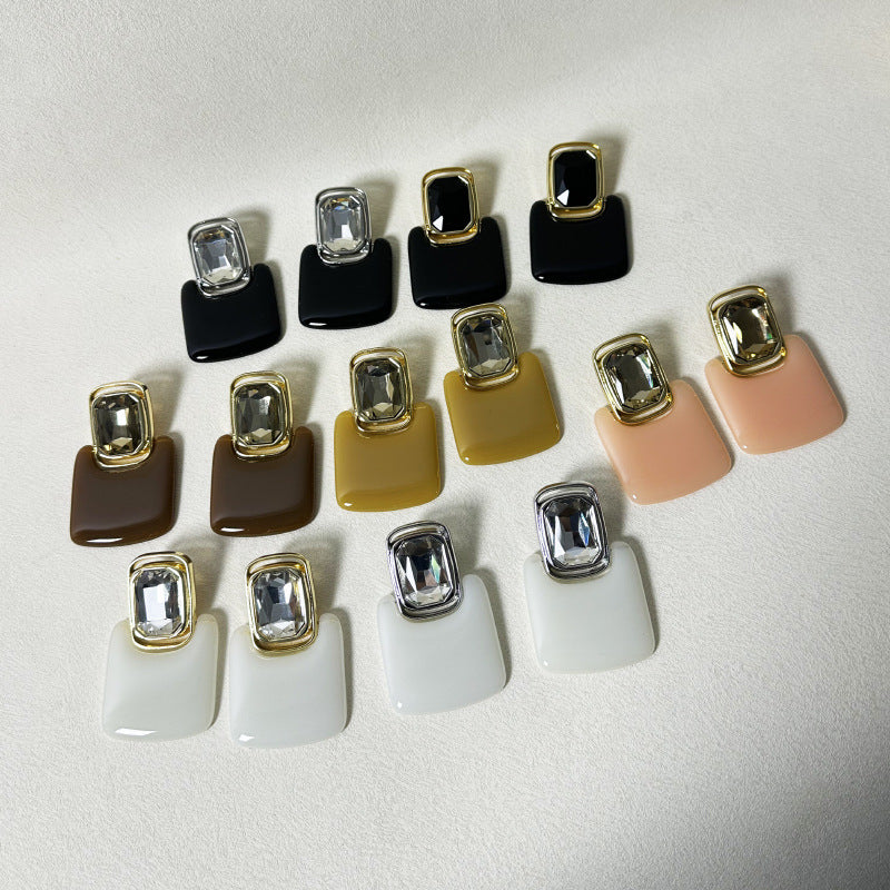 Wholesale  Geometric Square Gem Earrings Retro Simple Stylish Earrings