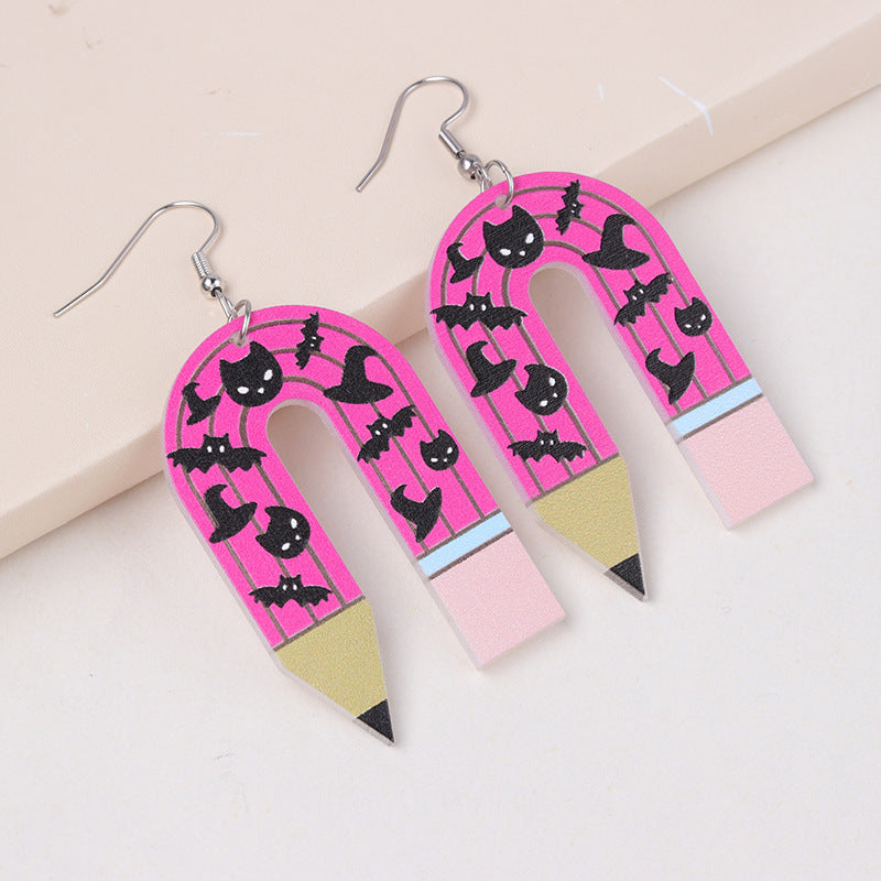 Wholesale  Ghost U-Shaped Pencil Acrylic Earrings