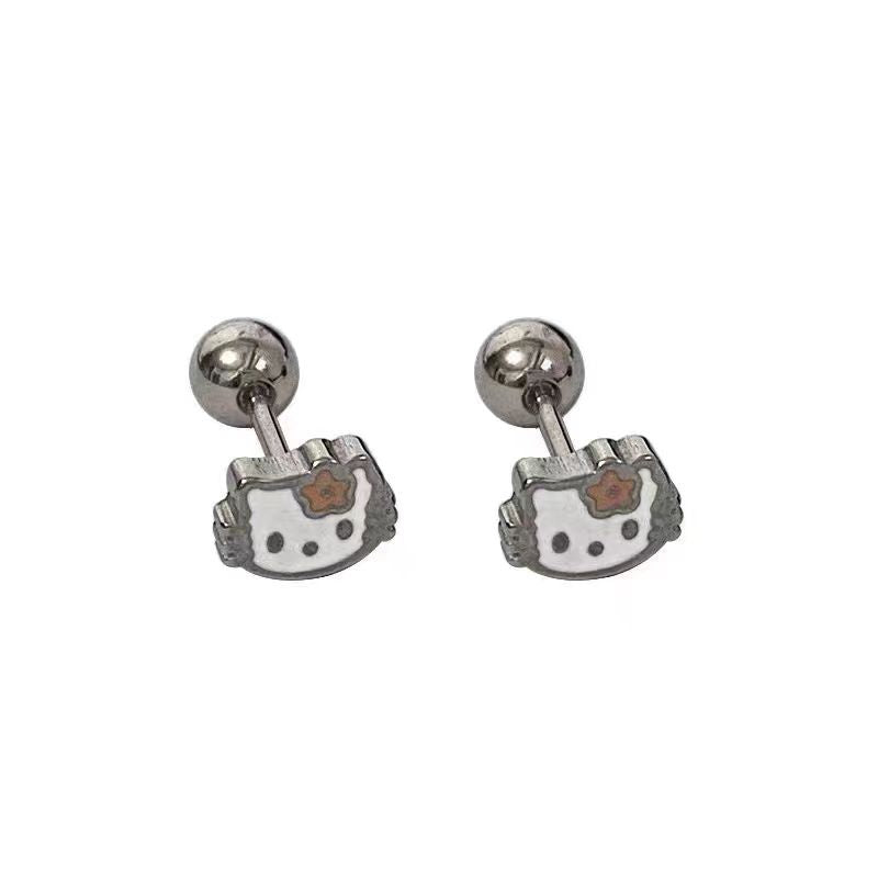 Wholesale Titanium Steel Cat Stacking Earrings ACC-ES-Qiuy002