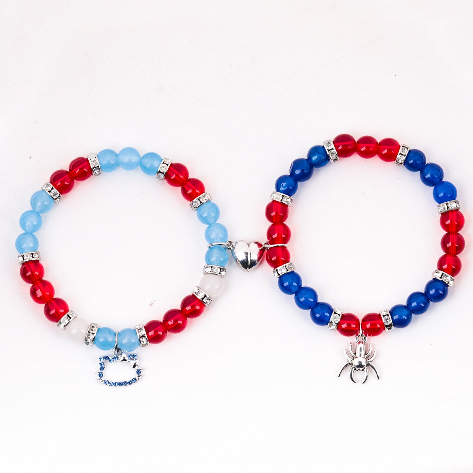 Wholesale Couple bracelet love heart magnetic suction buckle natural opal beaded bracelet