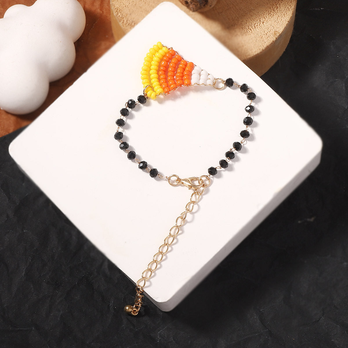 Wholesale  beaded woven pumpkin ghost bracelet