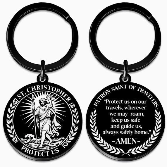 Wholesale Saint Christopher Traveler Keychain Stainless Steel Car Key Accessory Gift