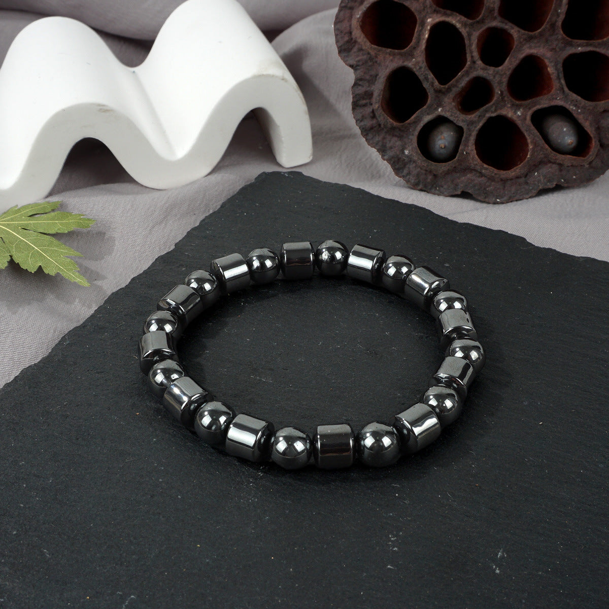 Wholesale Red Tiger Eye Natural Stone Beaded Bracelet Geometric Couple Style Elastic Jewelry Gift