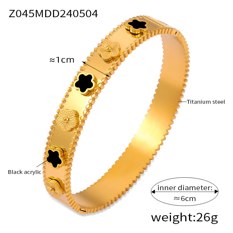 Wholesale Flower Titanium Steel 18k Gold Plated Bracelet ACC-BT-OMK001