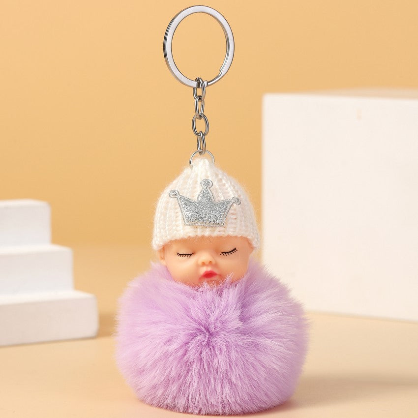 Wholesale Cute Crown Hat Plush Doll Keychains Pom Pom ACC-KC-RongR051