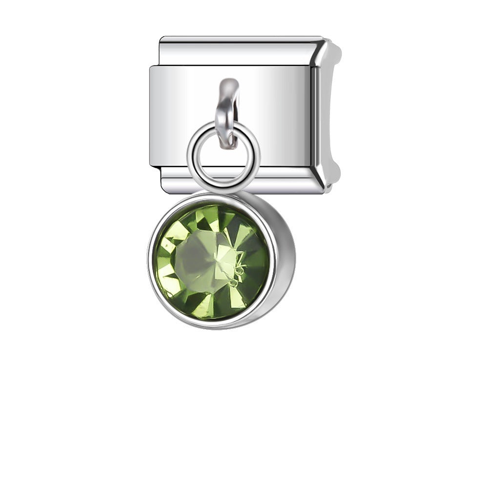 Wholesale Italian Charm Bracelet 9mm DIY Splicing Gemstone Pendants Stainless Steel Composable Bracelet