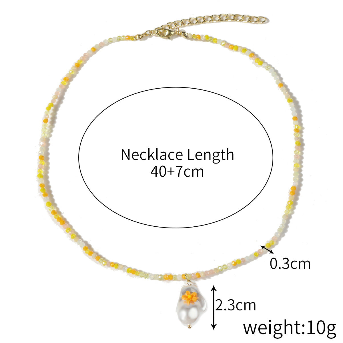 Wholesale  Non-Fading Simple Rice Bead Beaded Necklace Women' s Light Luxury Niche Design Color Crystal Necklace