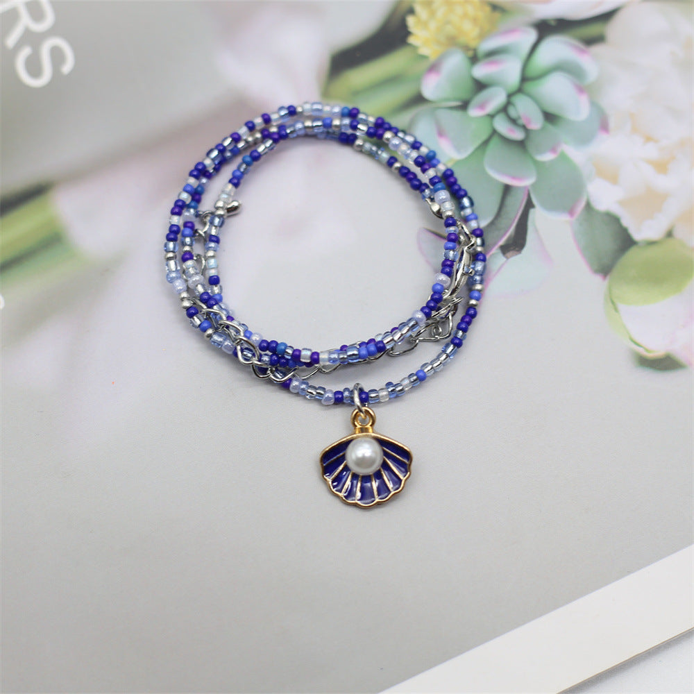 Wholesale Colorful Beaded Necklace Bohemian Shell Pearl Clavicle Necklace