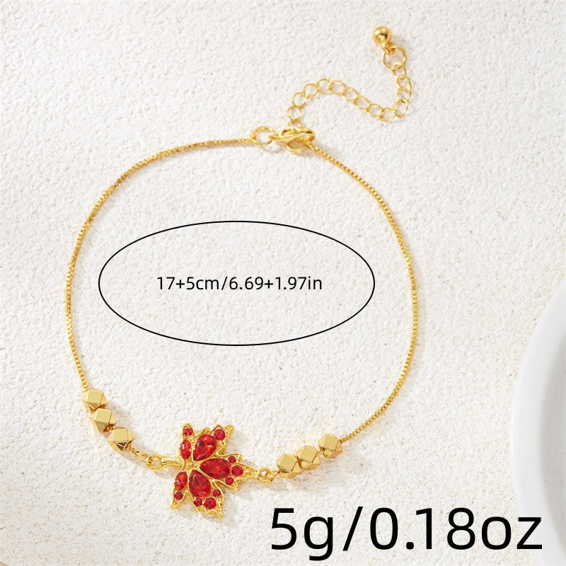 Wholesale Maple Leaf Rhinestone Bracelet and Necklace Set Alloy Fashion Jewelry Accessory