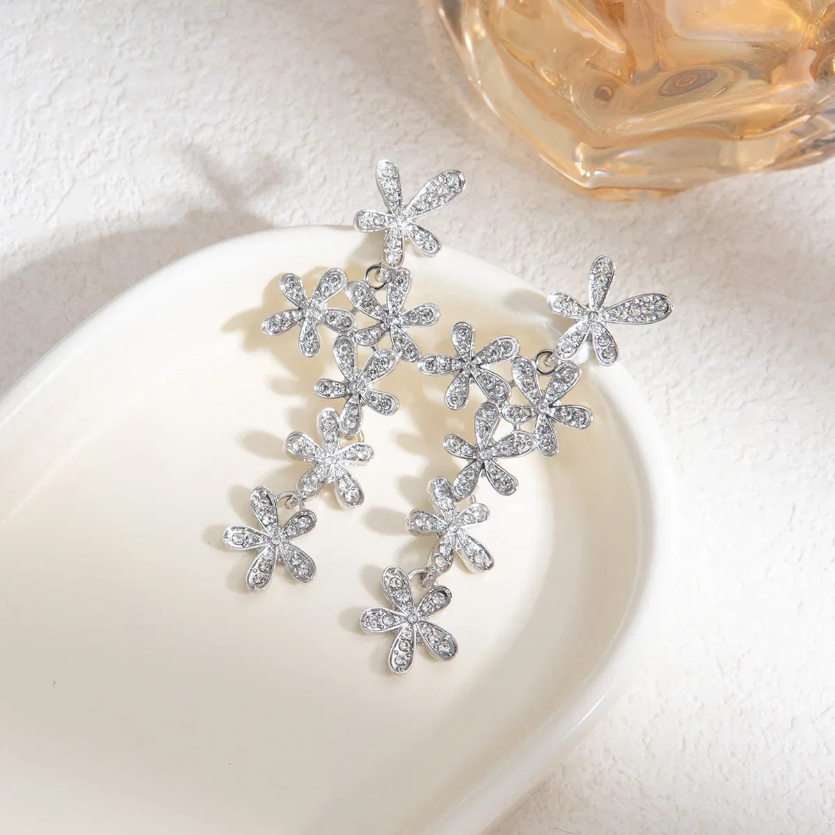 Wholesale Unique Embellished Flower Fringed Earrings