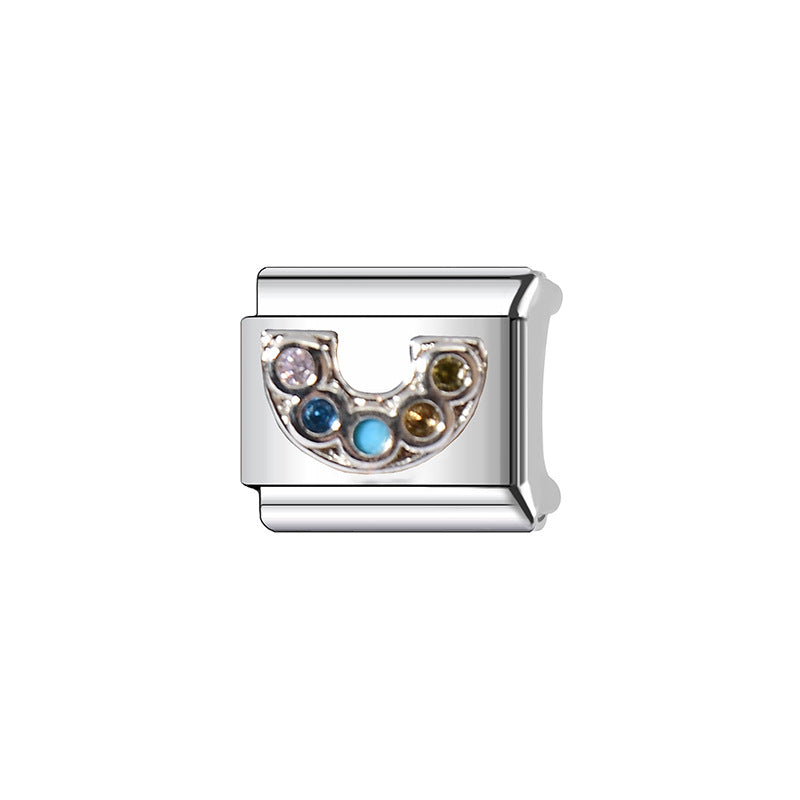 Wholesale  9mm Italian Charm Starter Bracelets DIY square Single Section Creative Stainless Steel Composable Bracelet