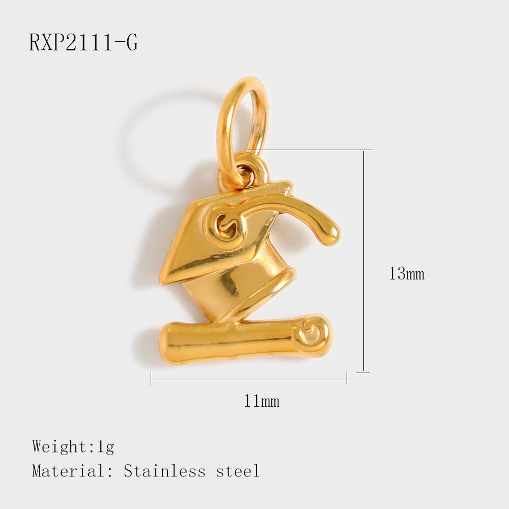 Wholesale Stainless Steel Lucky Dice Four-Leaf Clover Pendant - Gold Electroplated DIY Fashion Accessory