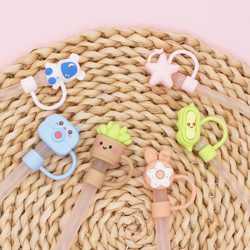 Wholesale Cute Star And Moon PVC Straw Cover Caps 8Mm Detachable Reusable Sleeve For Tumblers Party Favor