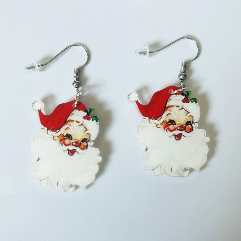 Wholesale Cute Santa Claus Acrylic Dangle Earrings
