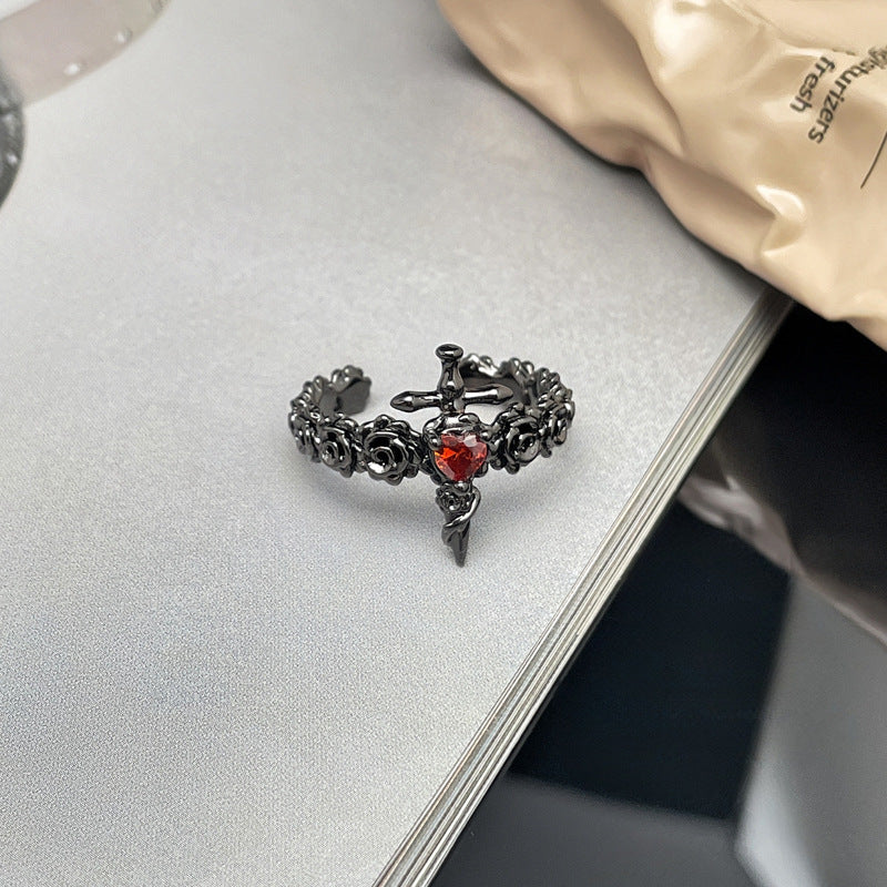 Wholesale Personality Red Diamond Opening Ring