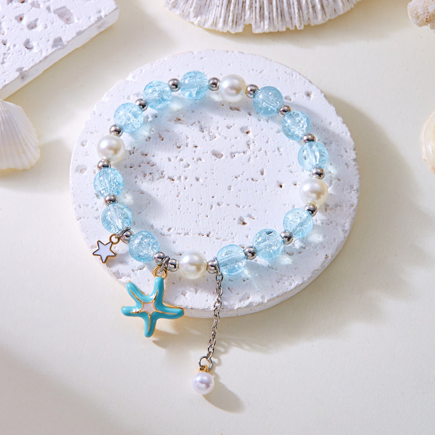 Wholesale oil drop shell pop beads pearl beaded bell braided rope bracelet