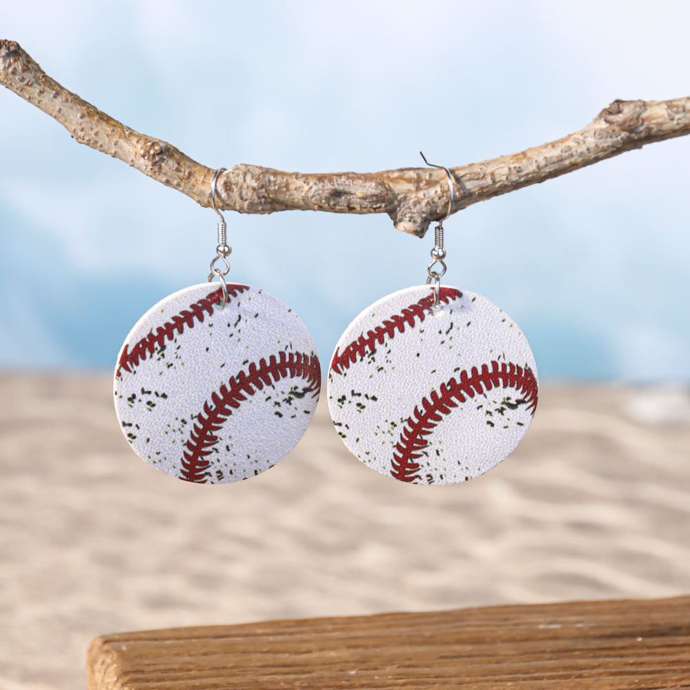 Pendientes de cuero de lentejuelas de fútbol y softball al por mayor