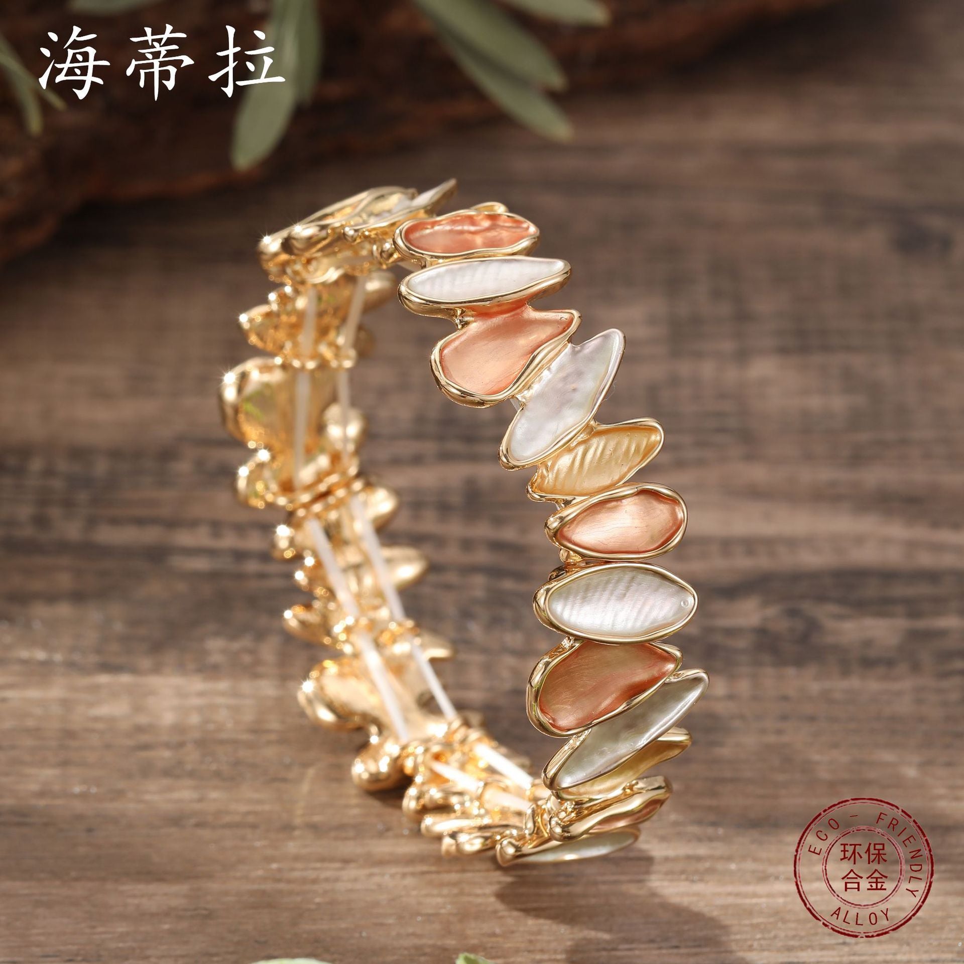 Wholesale  color painting oil geometric petal elastic bracelet
