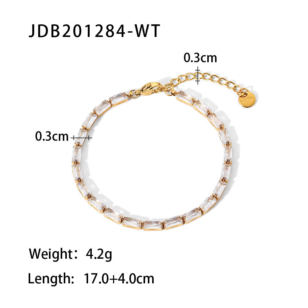 Wholesale 18K Gold Plated Bracelet Stainless Steel Bracelets Inlaid Zircon Jewelry ACC-BT-JD004