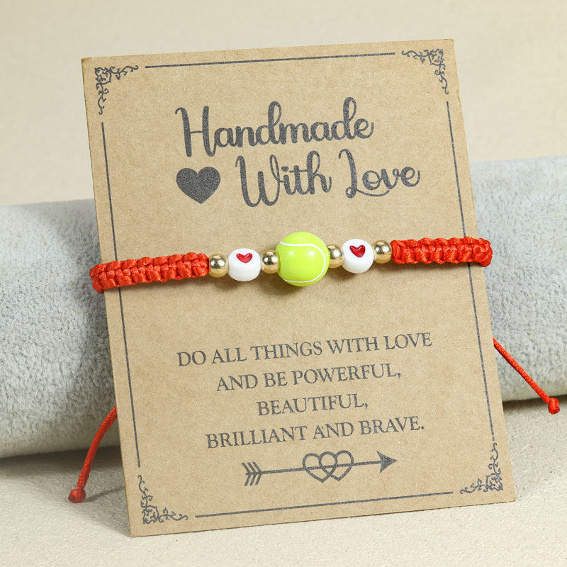 Wholesale Braided rope basketball heart bracelet