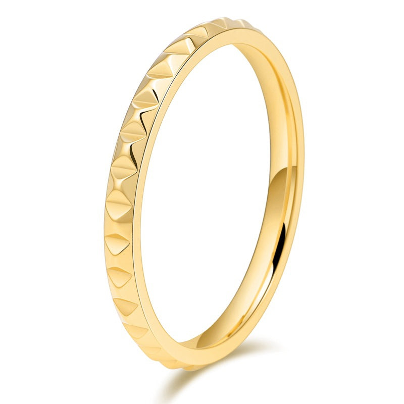 Wholesale Princess Style Stainless Steel Cone Grid Narrow Index Finger Ring
