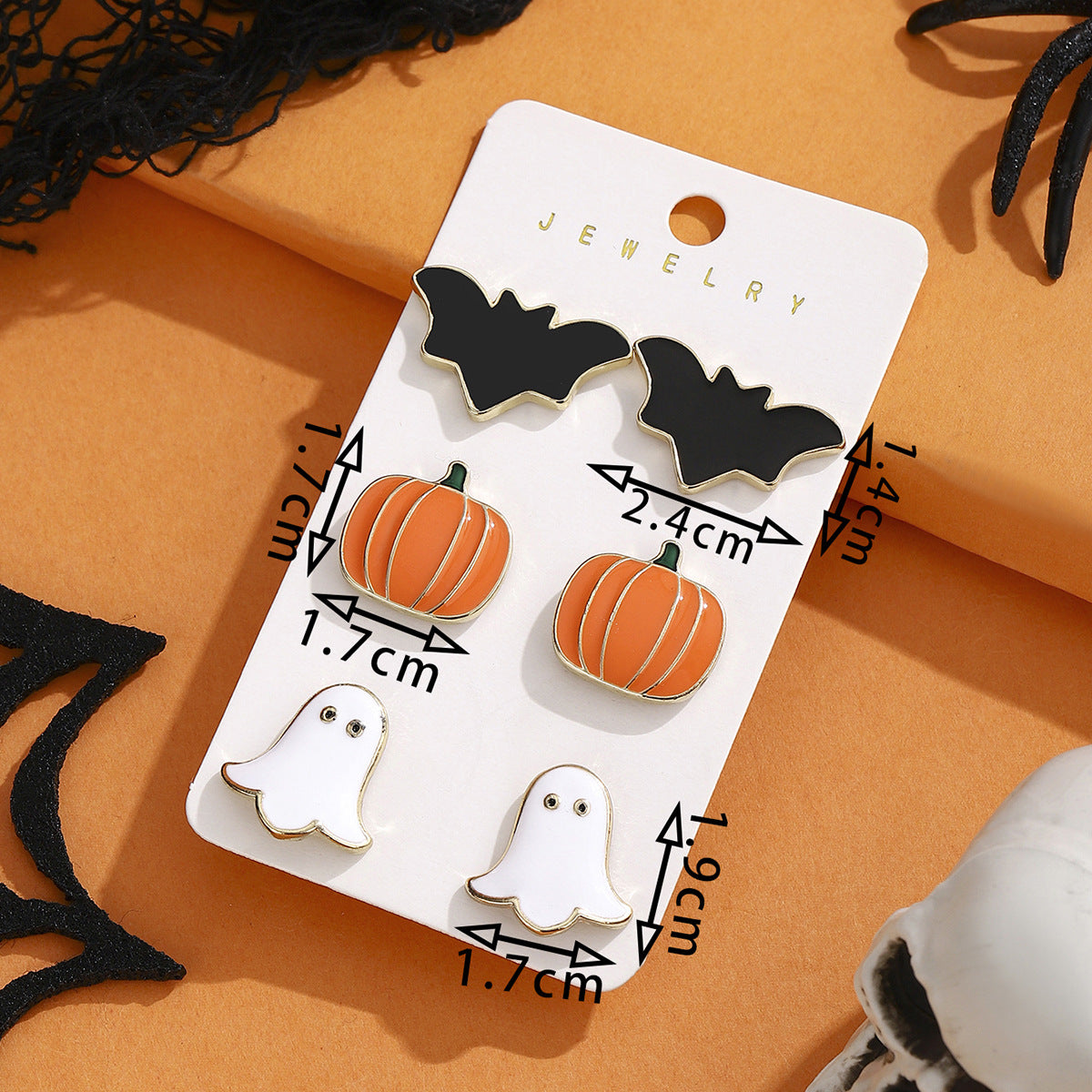 Wholesale  Earring Set Cartoon Pumpkin Ghost Design Zinc Alloy Jewelry Accessory for Party Gift