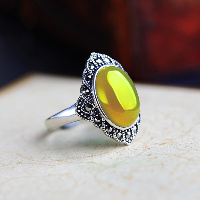Wholesale Copper Red Stone Ring,  Floral Carved Adjustable Fashion Jewelry Accessory for Women Boutique Resale