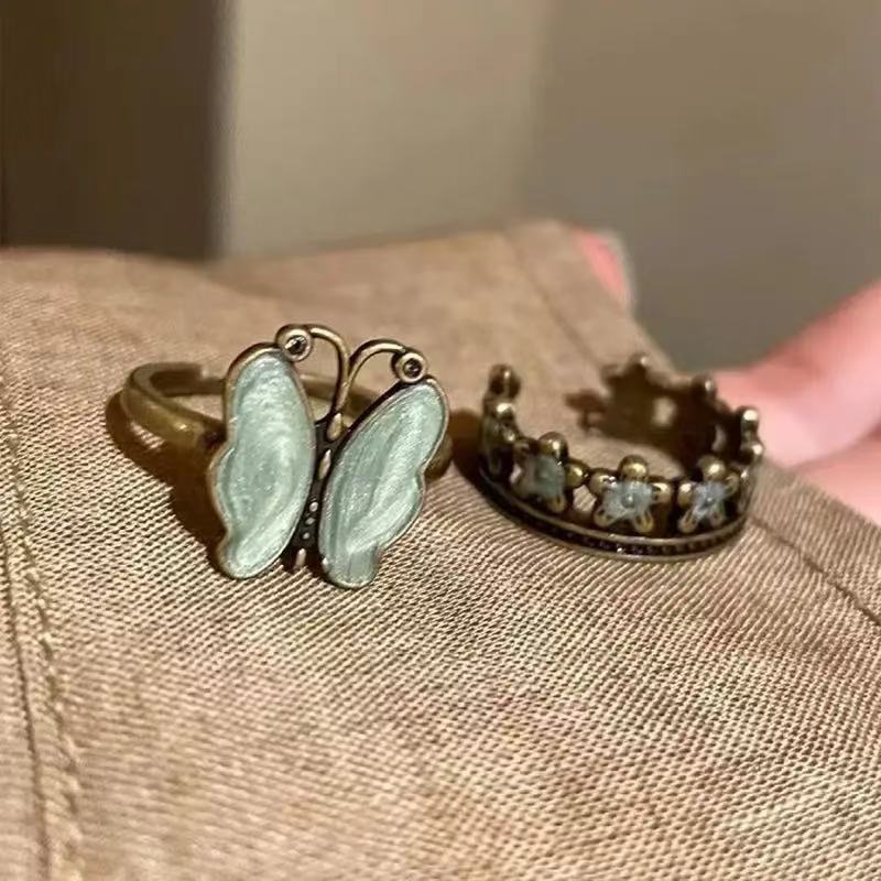 Wholesale Butterfly Ring Retro Flower Open Ring