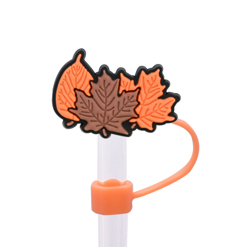 Wholesale Random 100pcs Autumn Series PVC Soft Straw Tube Cap