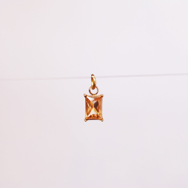 Wholesale stainless steel DIY twelve birthday stones colored zircon lock 18K gold plated pendant