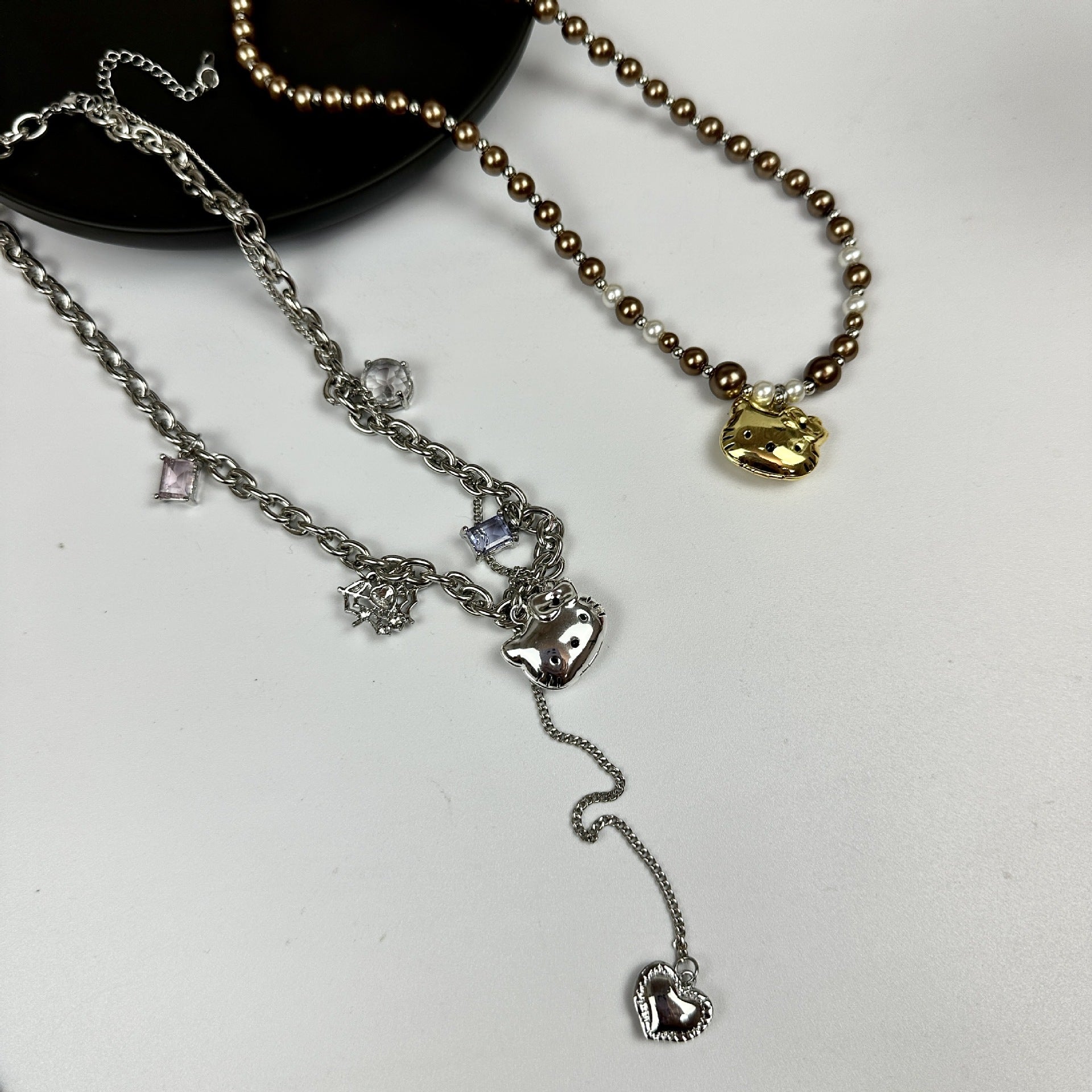 Wholesale OT buckle floral tassel necklace