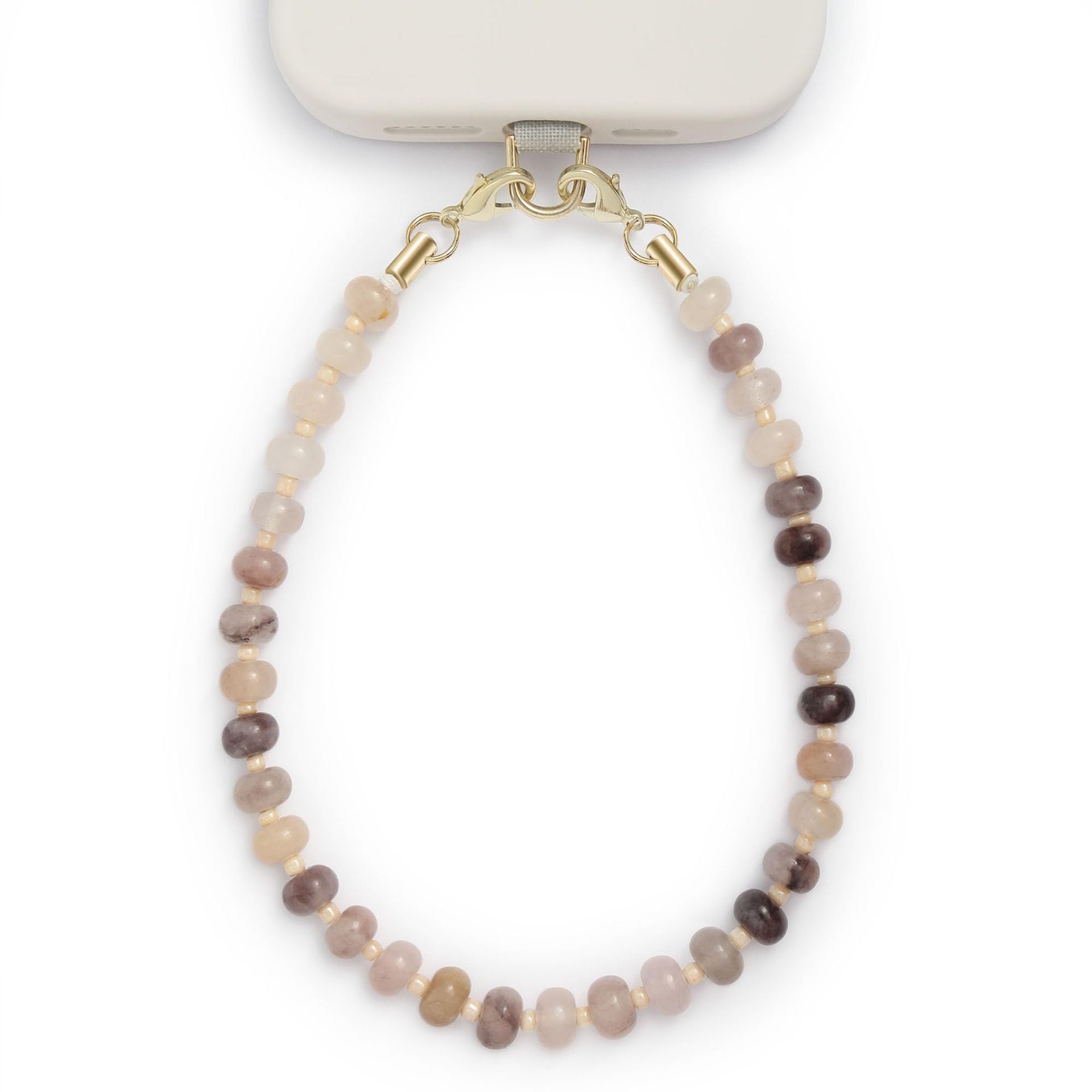 Wholesale Natural Stone Phone Chain - Quartz Flat Bead Phone Lanyard,  Unisex Fashion Accessory for Gift or Resale