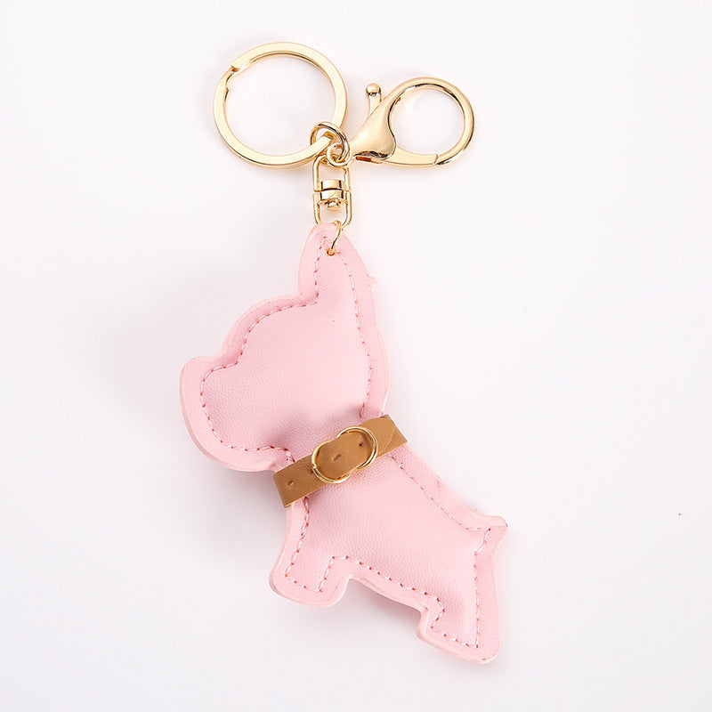 Wholesale Chic Black PU Leather Cartoon Dog Keychain Car Key Accessory Bag Charm Gift