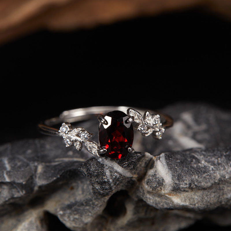 Wholesale S925 Sterling Silver Natural Topaz Garnet Ring