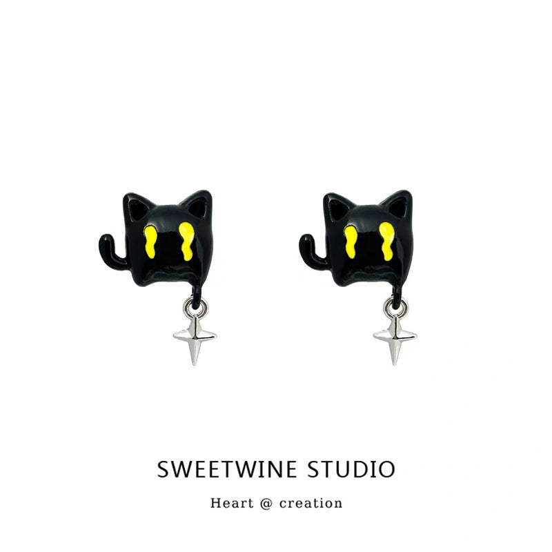 Wholesale Cute Cat Fish Earrings,  Retro Asymmetrical Korean Style,  Alloy Earrings for Women,  Party Accessory
