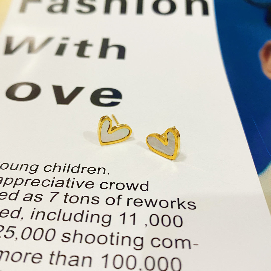 Wholesale Titanium Steel Four-leaf Clover Heart Earrings ACCVIP-ES-YZXW003