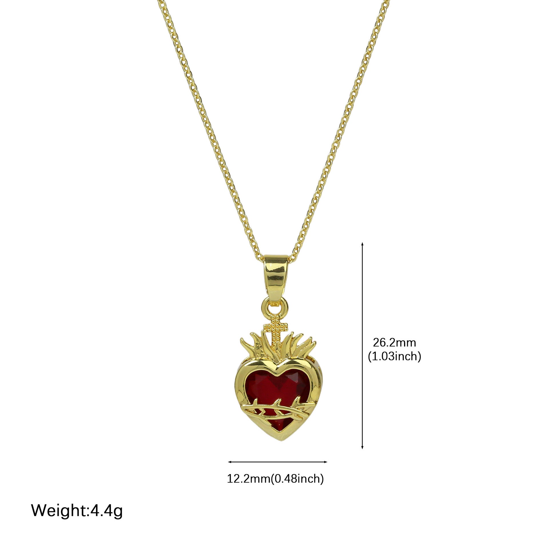 Wholesale  fashion brass red heart heart-shaped sacred heart lady pendant clavicle chain