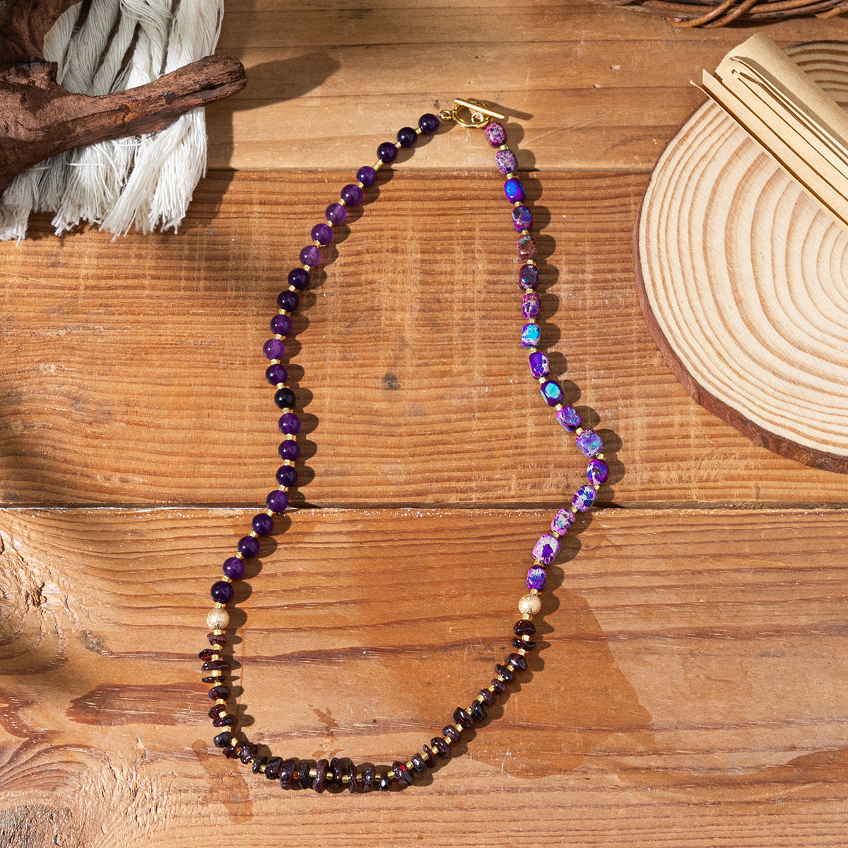 Wholesale Bohemian natural stone multi-layered necklace