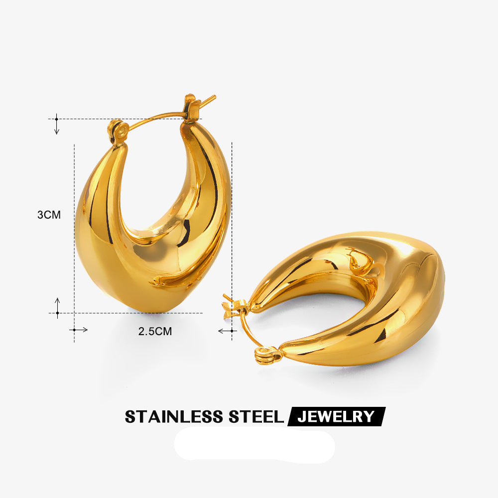 Wholesale popular geometric stainless steel light luxury hollow earrings