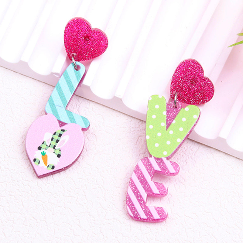Wholesale 2PCS Acrylic Easter Bunny Egg Earrings