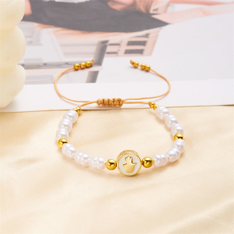 Wholesale  Pearl Moon Handmade Woven Bracelet