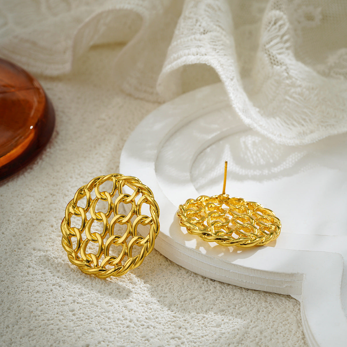 Wholesale 18K gold retro exaggerated large earrings knot woven geometric earrings