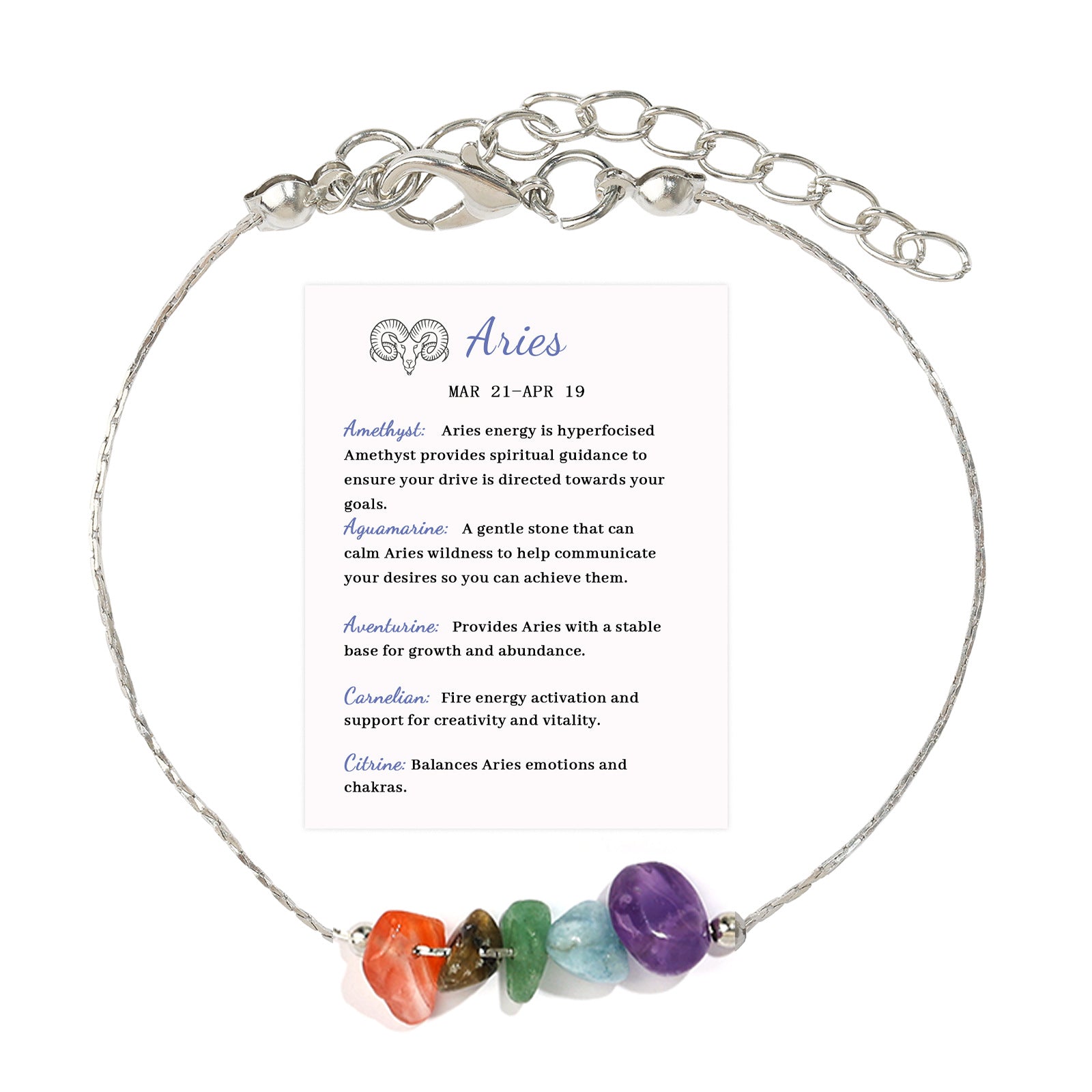 Wholesale 12 Constellation Bracelet Irregular Citrine Lapis Lazuli White Chalcedony Chain Adjustable Bracelet