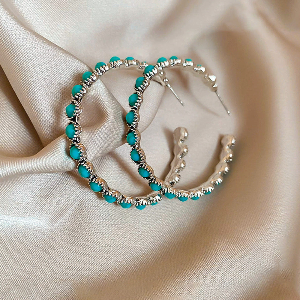 Wholesale Elegant  Sophisticated Four-Leaf Clover Turquoise Stud Earrings