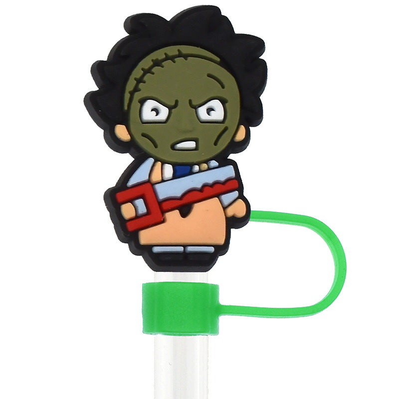 Wholesale Random 100pcs Halloween 10mm PVC Soft Straw Tube Cap ACC-SCR-RYY080