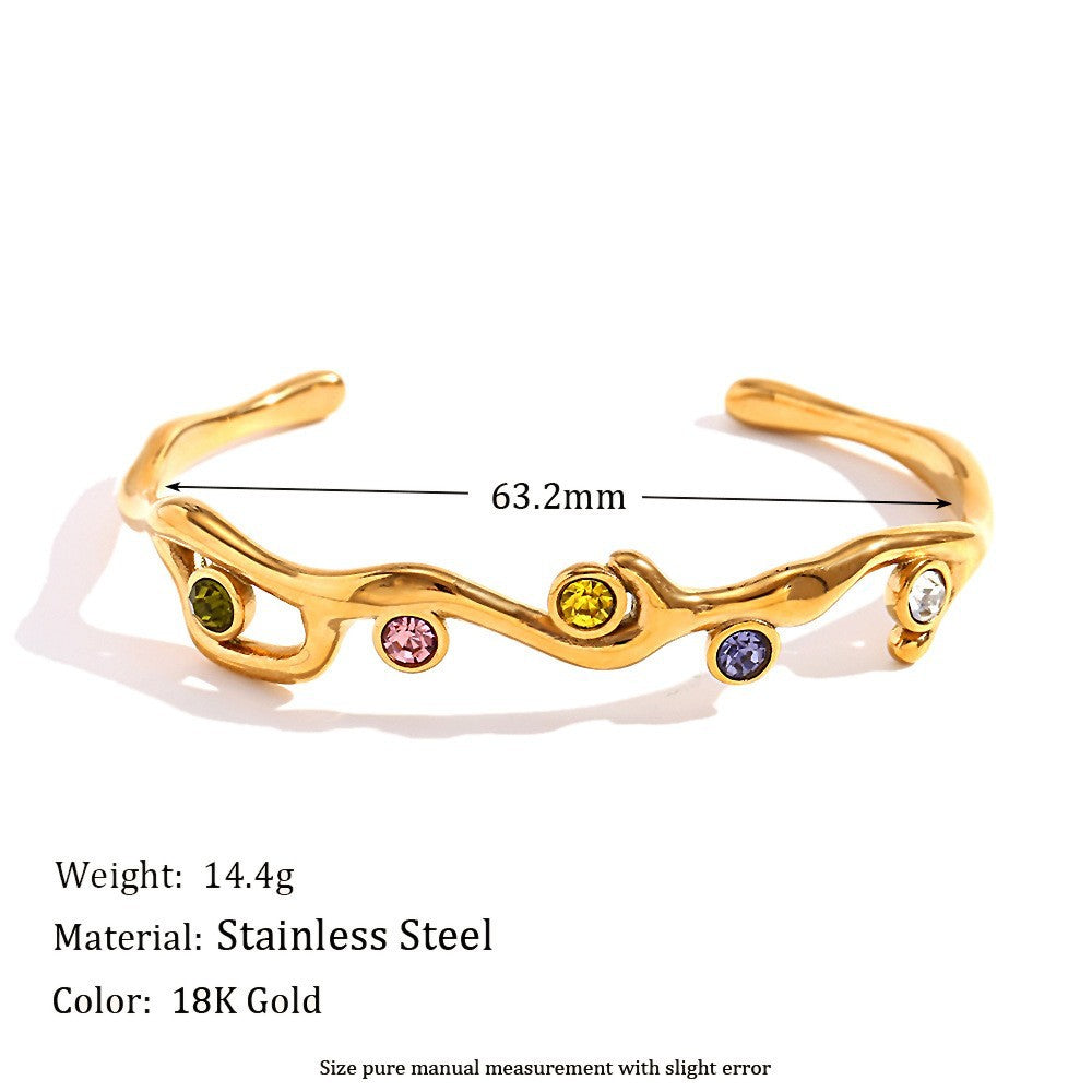 Wholesale Trendy Ins Style Branch-Shaped Five-Pointed Star Bracelet Stainless Steel Gold Plated Fashion Accessory